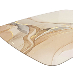 Обеденный стол с прямоугольной бежевой столешницей из стекла на 4-х деревянных ножках Beige Marble варинант исполнения - 4 | Loft Concept в Уфе