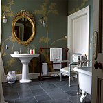 Обои ручная роспись Bamboo Golden on Blue grey dyed silk варинант исполнения - 1 | Loft Concept в Уфе