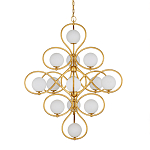 Люстра с закругленным каркасом золотого цвета и белыми плафонами Round Curl варинант исполнения - 2 | Loft Concept в Уфе