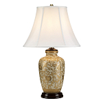 Настольная лампа с фарфоровым основанием с декоративным орнаментом и белым абажуром на темной круглой подставке Elstead Lighting варинант исполнения - 6 | Loft Concept в Уфе