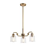 Люстра цвета латунь с 3-мя прозрачными стеклянными плафонами Kichler варинант исполнения - 2 | Loft Concept в Уфе