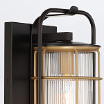 Настенный фонарь цилиндрической формы с рифленым стеклом в золотом каркасе на черном прямоугольном основании Eurofase варинант исполнения - 5 | Loft Concept в Уфе