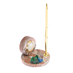 Часы настольные с шариковой металлической ручкой из натурального камня Stone Clock варинант исполнения - 8 | Loft Concept в Уфе