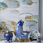 Ваза с насыщенным синим орнаментом и золотой крышкой Blue & White Ornament  варинант исполнения - 1 | Loft Concept в Уфе