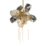 Люстра подвесная со стеклянными плафонами из дымчатого и золотистого с шестью вертикальными подвесками Gilded Mirage  варинант исполнения - 7 | Loft Concept в Уфе