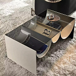 Дизайнерский журнальный стол с полукруглыми полками под столешницей Tiwoberoc варинант исполнения - 2 | Loft Concept в Уфе