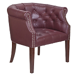 Кресло низкое из натуральной кожи на 4-х деревянных ножках из массива бука Chloe Leather Armchair vine варинант исполнения - 1 | Loft Concept в Уфе