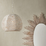 Подвесной светильник в форме купола с декором из круглых деревянных бусин White Wooden Beads Chandelier варинант исполнения - 4 | Loft Concept в Уфе