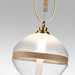 Подвесной светильник с круглым прозрачным плафоном и декоративной каменной вставкой Tectona  варинант исполнения - 5 | Loft Concept в Уфе