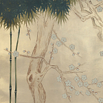 Обои ручная роспись Bamboo River Blossom Original colourway on Brushed Gold gilded paper варинант исполнения - 2 | Loft Concept в Уфе