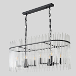 Люстра подвесная овальная со стеклянными прозрачными трубками и металлическим каркасом черного цвета Nembus варинант исполнения - 4 | Loft Concept в Уфе