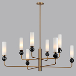 Люстра на штанге с 8-ю цилиндрическими матовыми плафонами и шарами из камня Orb Essence варинант исполнения - 6 | Loft Concept в Уфе