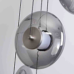 Люстра каскадная с 5-ю круглыми стеклянными плафонами дымчатого цвета и черными деталями Orbit Serenade варинант исполнения - 2 | Loft Concept в Уфе