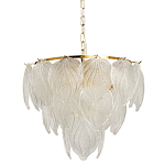 Люстра на цепи с прозрачными стеклянными подвесками в виде листьев Textured Glass Chandelier варинант исполнения - 1 | Loft Concept в Уфе