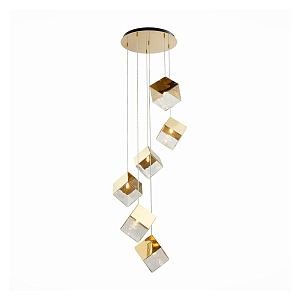 Потолочная люстра Pyrite Chandelier gold cube 6