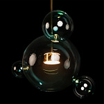 Подвесной светильник с прозрачными бирюзовыми стеклянными шарами и золотыми деталями Диаметр 43 Giopato & Coombes варинант исполнения - 6 | Loft Concept в Уфе