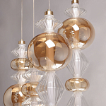 Люстра с плафонами из прозрачного и янтарного стекла в виде шаров и ромбов Gabriel Scott Luna варинант исполнения - 7 | Loft Concept в Уфе