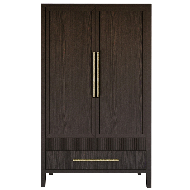 Шкаф платяной Primo с выдвижными ящиками шпон Темный орех Темный дуб Золотой в Уфе | Loft Concept 