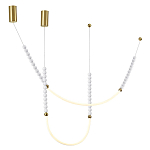 Подвесной светильник с 3-мя изогнутыми плафонами и белыми декоративными шариками PEARLS Suspension варинант исполнения - 4 | Loft Concept в Уфе