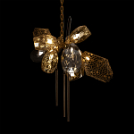 Люстра подвесная со стеклянными плафонами из дымчатого и золотистого с тремя вертикальными подвесками Gilded Mirage  варинант исполнения - 4 | Loft Concept в Уфе