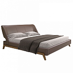Кровать двуспальная с изголовьем из экокожи шоколадно-коричневого цвета Modern Look варинант исполнения - 1 | Loft Concept в Уфе
