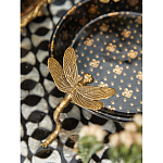 Блюдо черного цвета из фрафора на бронзовых ножках в виде стрекоз Eden Garden варинант исполнения - 5 | Loft Concept в Уфе