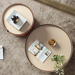 Круглый приставной стол Baxter Leather Side Table варинант исполнения - 3 | Loft Concept в Уфе