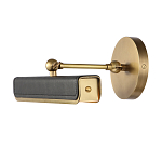 Светильник для картин цвет винтажная латунь с прямоугольным плафоном из кожи черного цвета Alora варинант исполнения - 2 | Loft Concept в Уфе