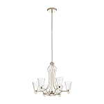 Люстра цвета никель с 6-ю рифлеными стеклянными плафонами и изогнутым каркасом Kichler варинант исполнения - 2 | Loft Concept в Уфе