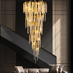 Люстра многоярусная с каркасом из металла и прозрачными подвесками FAIRYTREE Light варинант исполнения - 3 | Loft Concept в Уфе