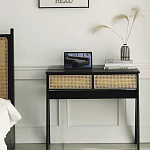 Дизайнерский письменный стол матово-чёрного цвета с 2-мя плетеными ящиками Glade Desk варинант исполнения - 2 | Loft Concept в Уфе