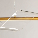 Люстра линейная золотистого цвета с двумя прозрачными волнистыми элементами Wave Line варинант исполнения - 9 | Loft Concept в Уфе