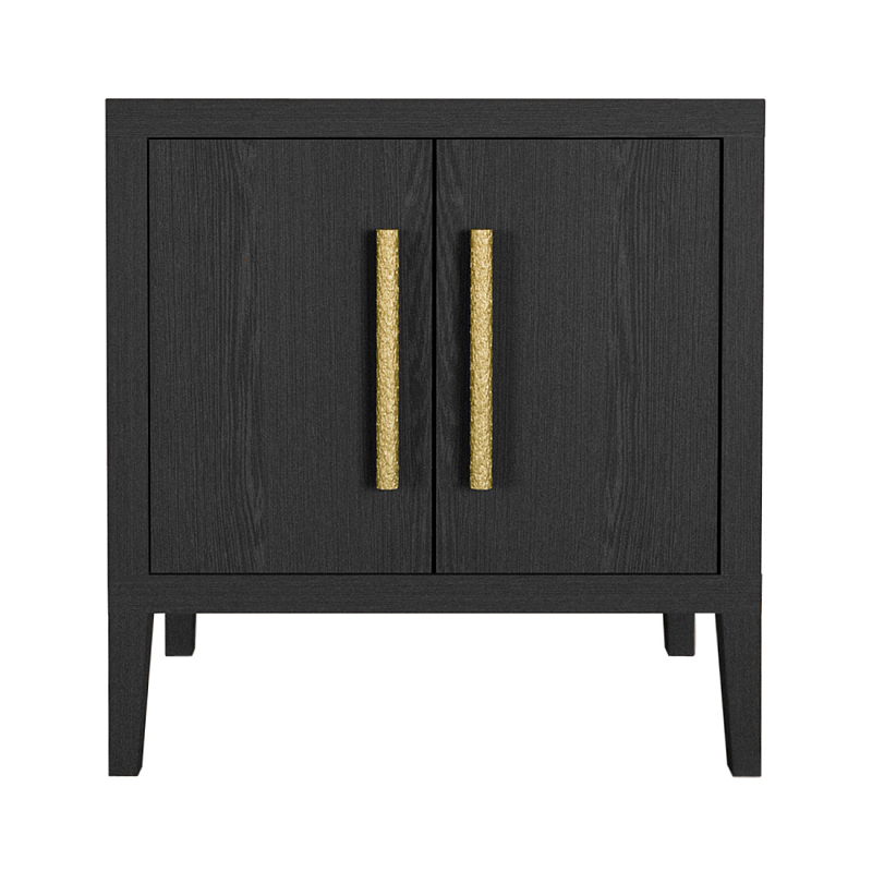 Тумбочка Primo с дверцами шпон Черный дуб Черный Золотой в Уфе | Loft Concept 