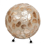 Настольная лампа из перламутра на металлическом каркасе Indonesian Circle варинант исполнения - 3 | Loft Concept в Уфе