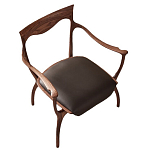 Стул деревянный с мягким сиденьем из коричневой натуральной кожи Moon Walnut Furniture варинант исполнения - 13 | Loft Concept в Уфе