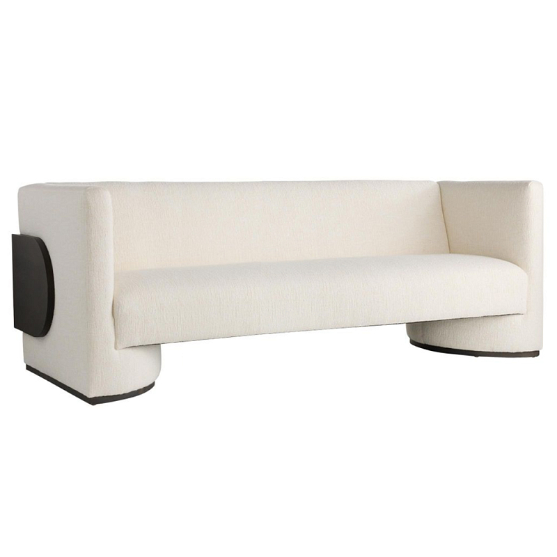 Трехместный диван Florida Sofa с элегантным деревянным декором Белый Черный Трехместный диван Florida Sofa с элегантным деревянным декором Белый Черный в Уфе | Loft Concept