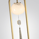 Торшер с шарообразным плафоном из белого стекла с подвеской из камня и длинной кисточкой Agatelle варинант исполнения - 4 | Loft Concept в Уфе
