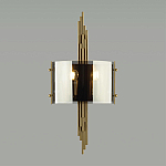 Бра с изогнутым плафоном на бронзовом основании с вертикальным декором из металлических трубок Sohne варинант исполнения - 3 | Loft Concept в Уфе