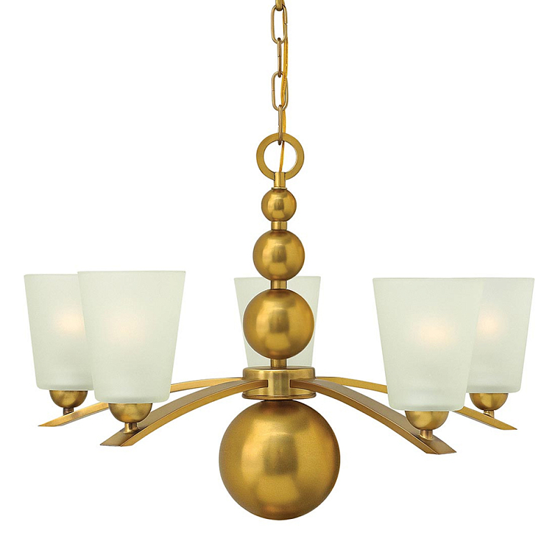 Люстра с матовыми конусными плафонами и декоративными элементами в форме шаров Hinkley Латунь Белый Никель в Уфе | Loft Concept 