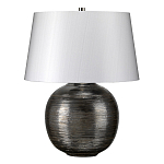 Настольная лампа с круглым фарфоровым основанием ручной работы с покрытием глазурью и белым абажуром из искусственного шелка Elstead Lighting варинант исполнения - 1 | Loft Concept в Уфе