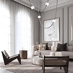 Подвесной светильник в форме дуги с белыми шарообразными плафонами Flos Wireline Lighting варинант исполнения - 4 | Loft Concept в Уфе