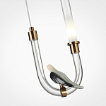 Подвесной светильник с декоративной фигуркой птицы на прозрачной изогнутой трубке Ganthea варинант исполнения - 5 | Loft Concept в Уфе