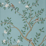 Обои ручная роспись Gustavian Garden Special Colourway on Duck Egg dyed silk варинант исполнения - 1 | Loft Concept в Уфе