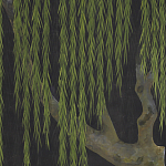 Обои ручная роспись Willow Original colourway on Edo Night painted silk варинант исполнения - 1 | Loft Concept в Уфе