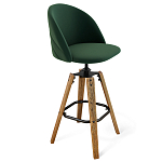 Барный стул со спинкой и металлической подставкой на 4-х деревянных ножках Зеленый Велюр Vendramin Chair варинант исполнения - 1 | Loft Concept в Уфе
