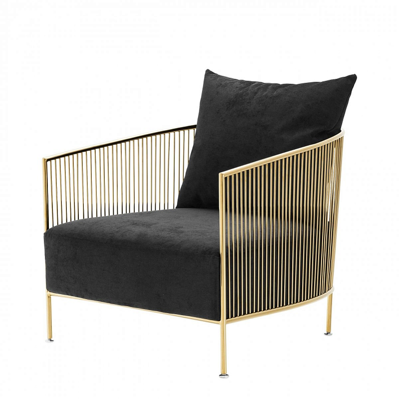 Кресло Eichholtz Chair Knox Gold Черный Глянцевое золото Кресло Eichholtz Chair Knox Gold Черный Глянцевое золото в Уфе | Loft Concept