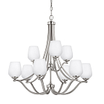 Люстра двухъярусная с белыми матовыми стеклянными плафонами в форме винных бокалов Feiss варинант исполнения - 1 | Loft Concept в Уфе