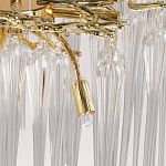 Люстра золотого цвета с декоративными ветками и длинными прозрачными стеклянными подвесами в форме сосулек Droplet Chandelier варинант исполнения - 9 | Loft Concept в Уфе