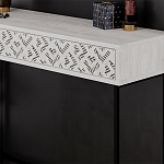 Консоль напольная пыльного белого цвета с выдвижным ящиком с резным орнаментом HEATON CONSOLE OAK варинант исполнения - 4 | Loft Concept в Уфе