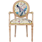 Полукресло из массива бука бежевое с изображением птиц и цветов Beige Green Chinoiserie Garden Chair варинант исполнения - 1 | Loft Concept в Уфе